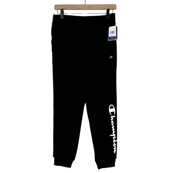 Champion Other - Champion Big Girls Size Large Black Script Logo Fleece Cuffed Casual Joggers New